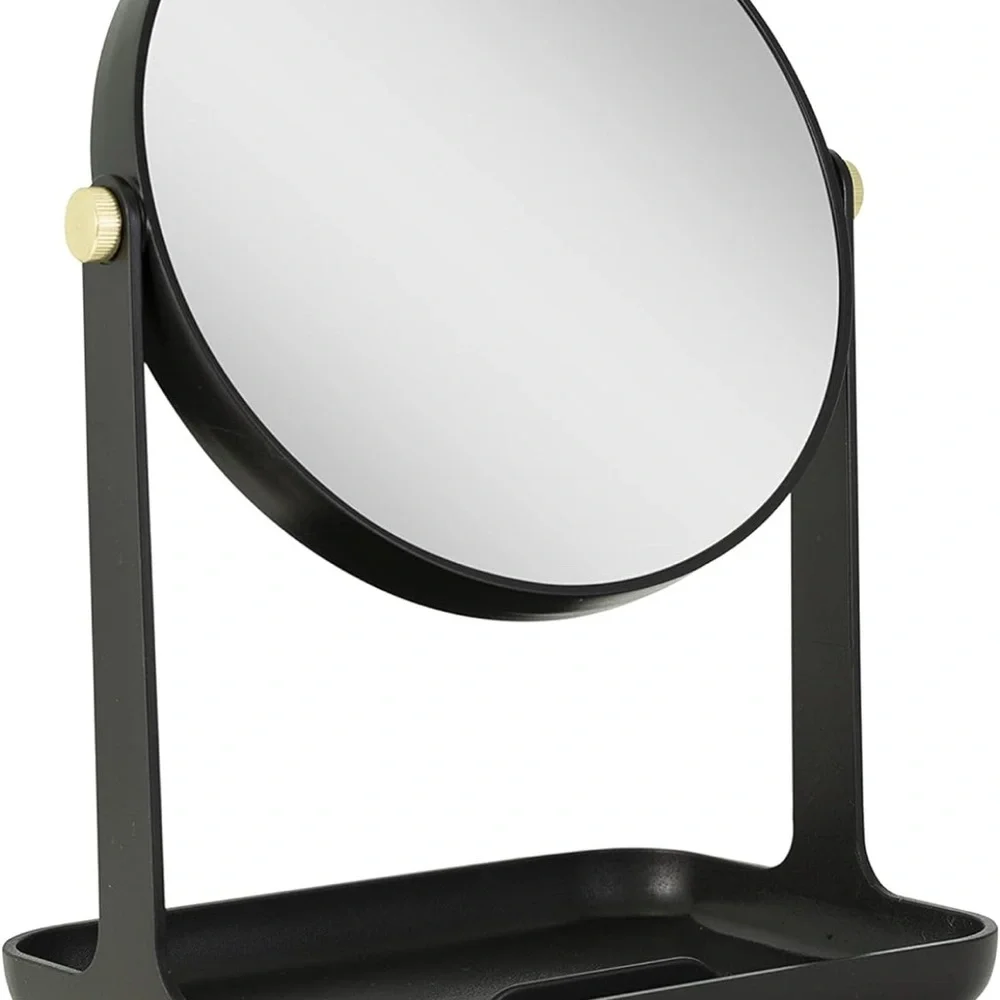 Round Makeup Mirror with 5X/1X and Organizer Tray